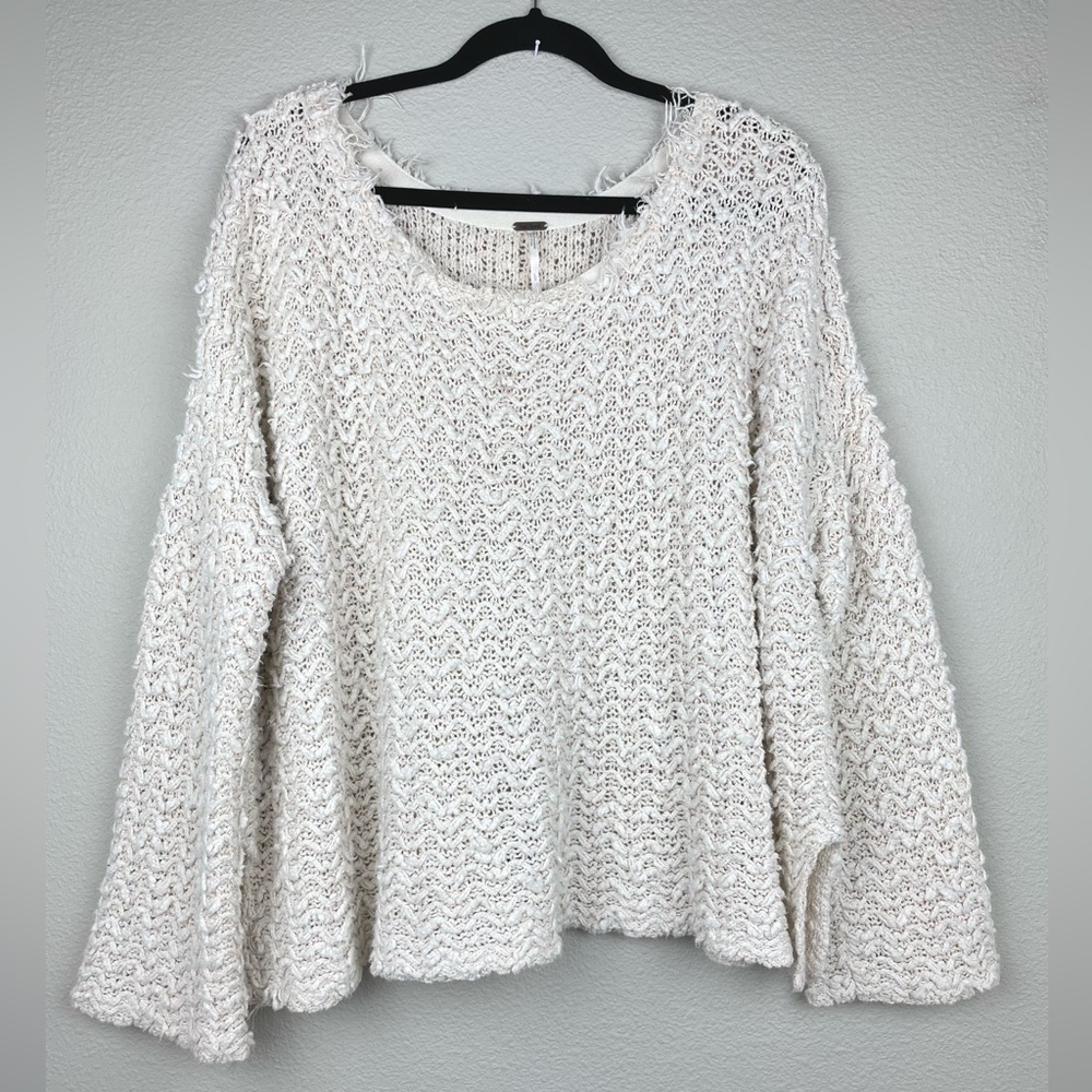 Free People Women's Large Everlasting Knit Pullover Sweater Oversized Loose Crea
